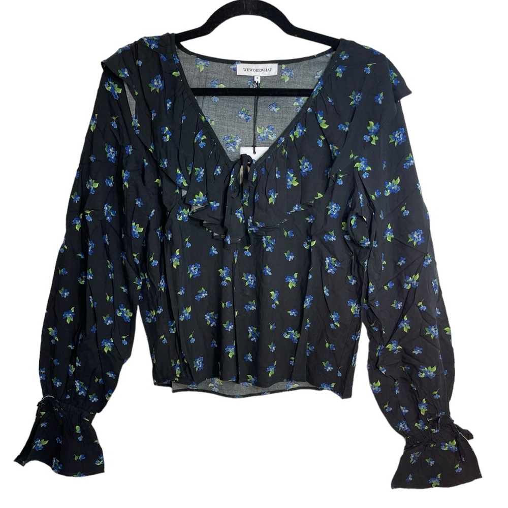 Revolve WeWoreWhat Floral Ruffle Blouse, Size Medium